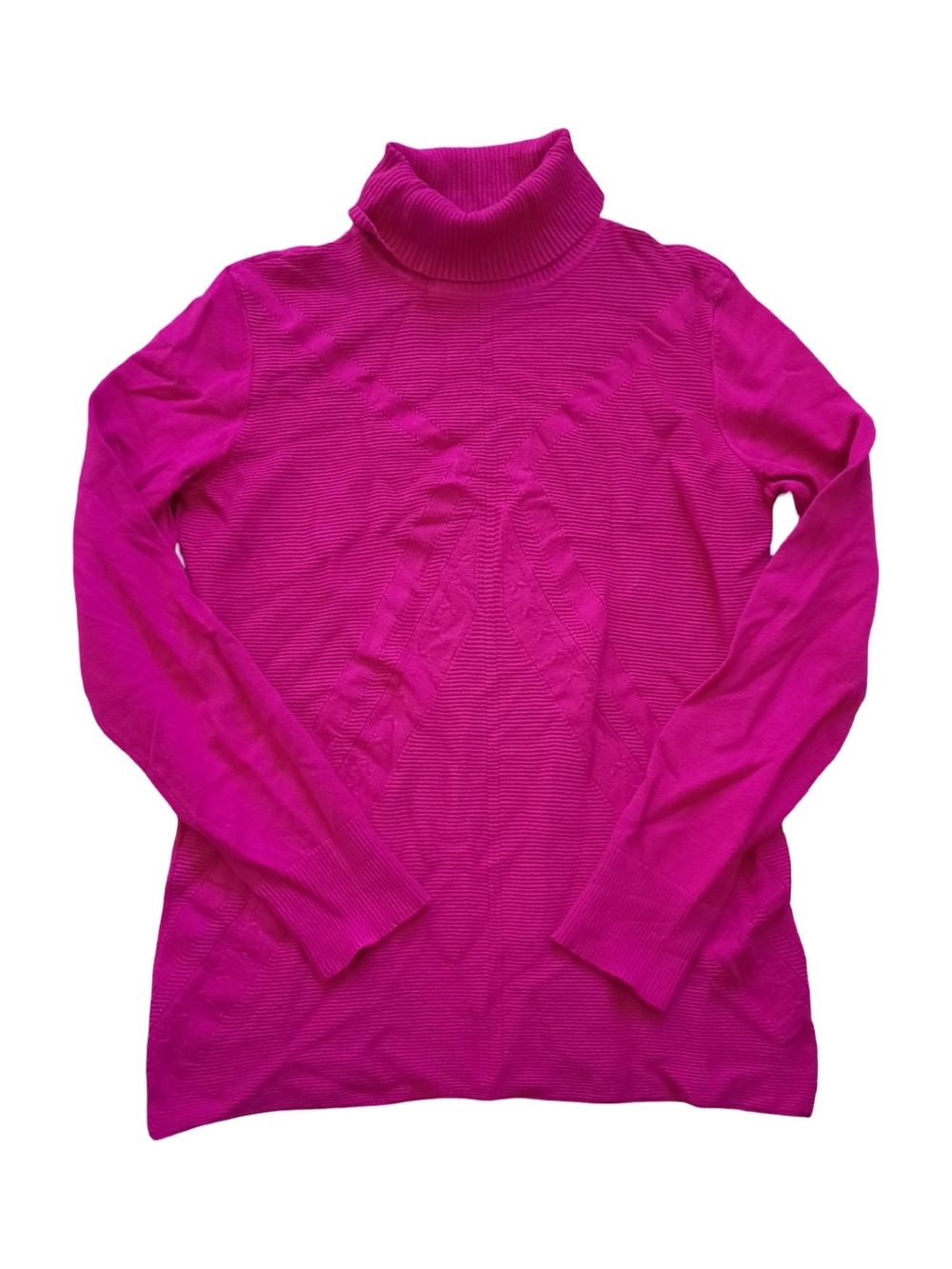 Tribal Hot Pink Cable-Detail Turtleneck Sweater